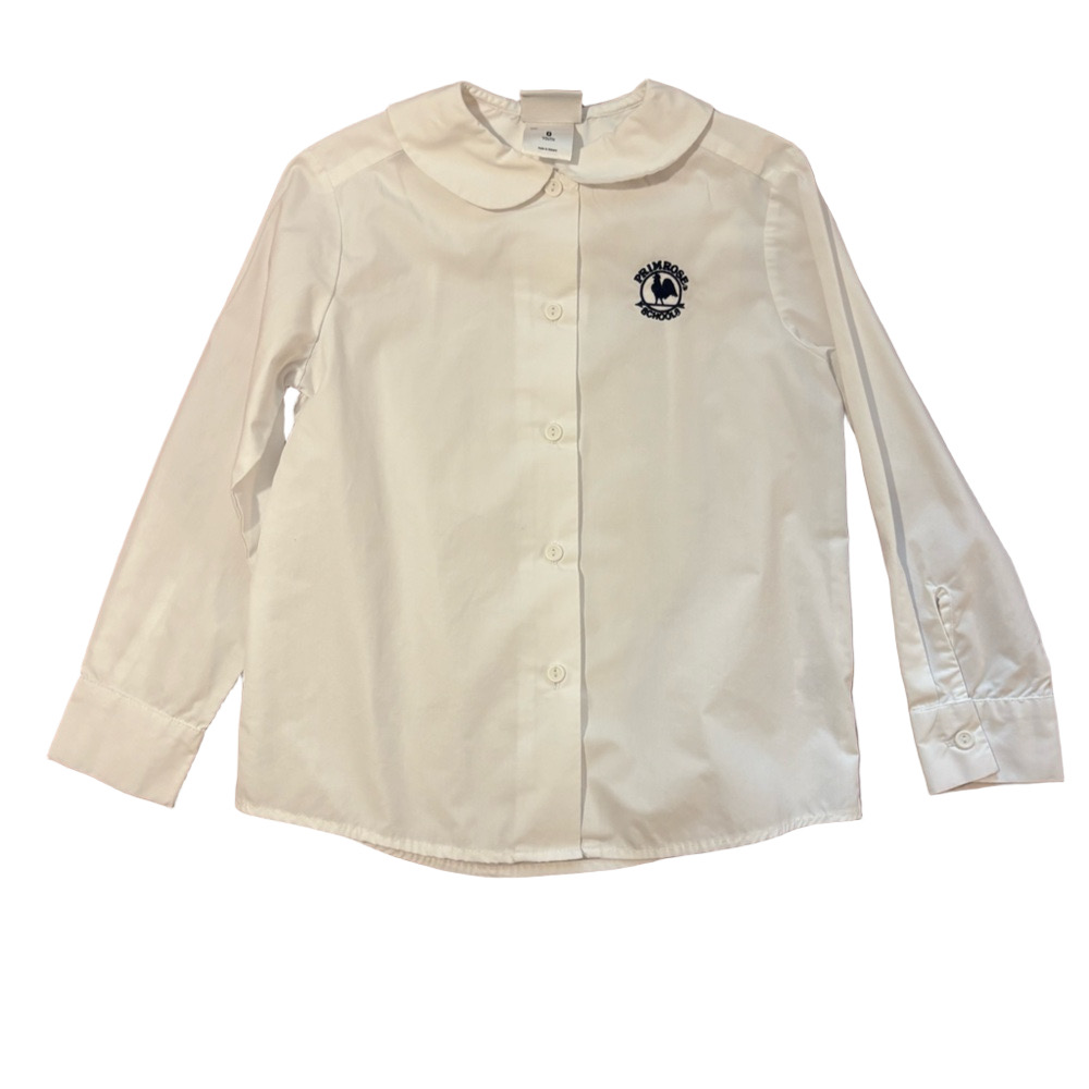 Primrose Schools Classic White Kids Button Up Blouses with Navy Trim - Picture 8 of 11